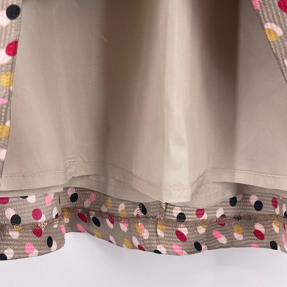 J Peterman Sz 2 Silver Satin Short A Line Skirt Multicolor Polka Dot Lined - Picture 5 of 11